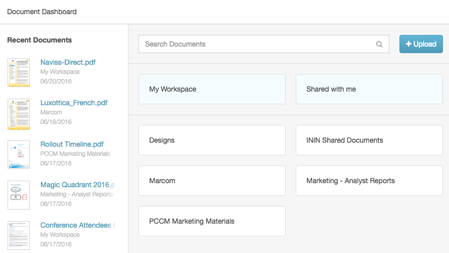 Documents dashboard - Genesys Cloud Resource Center