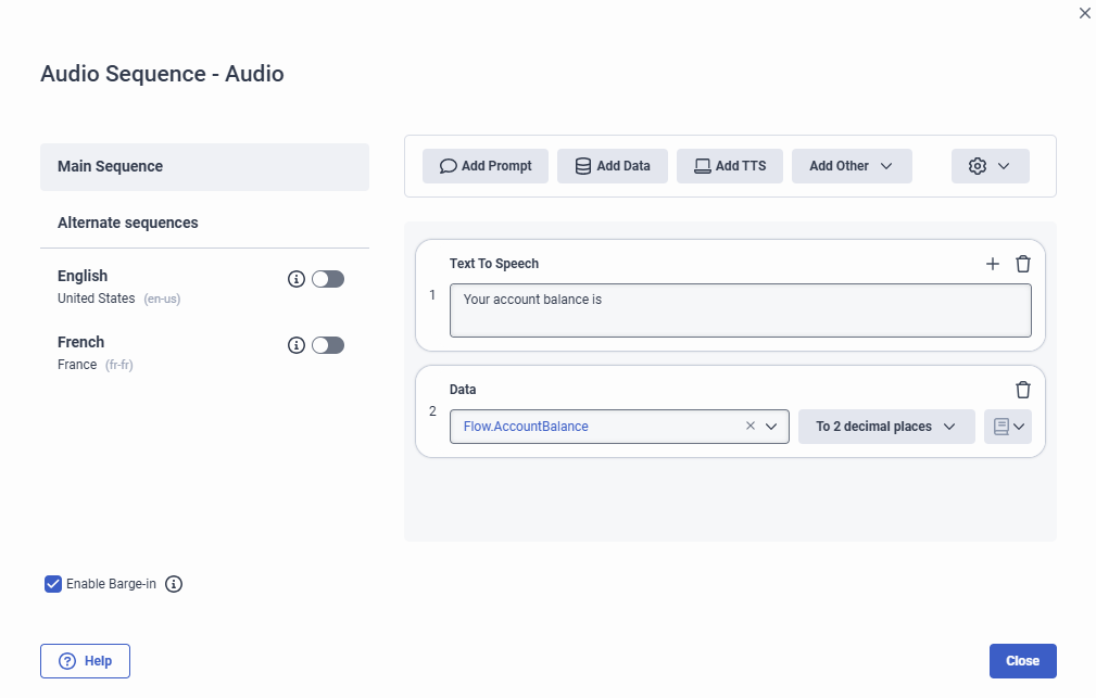 Main audio sequence in the audio sequence editor