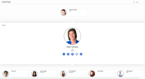 The Genesys Cloud card view of people in an organization