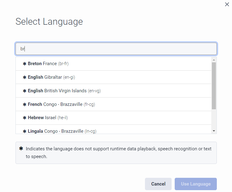 Select Language dialog box