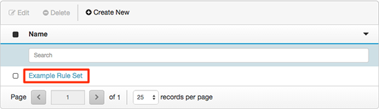 figure shows where to click to open an example rule set