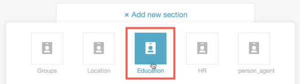 Select a section to add