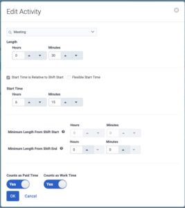 Image of the Edit Activity dialog box with fields to modify activity details