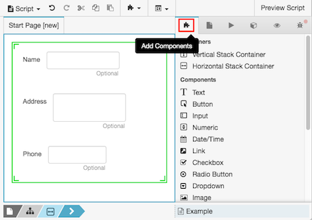 Figure shows the Add Components tab