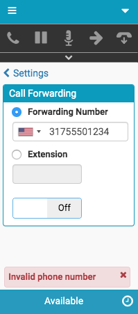 Error message about call forwarding to a phone number