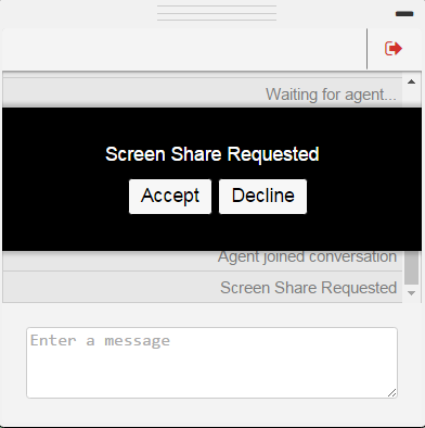 Aceptar o rechazar botones en la solicitud de Compartir pantalla.