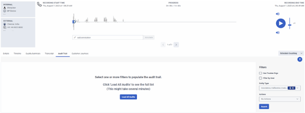 View an interaction's audit trail