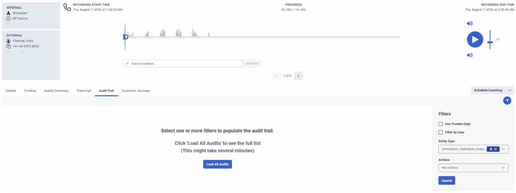 View an interaction's audit trail 1