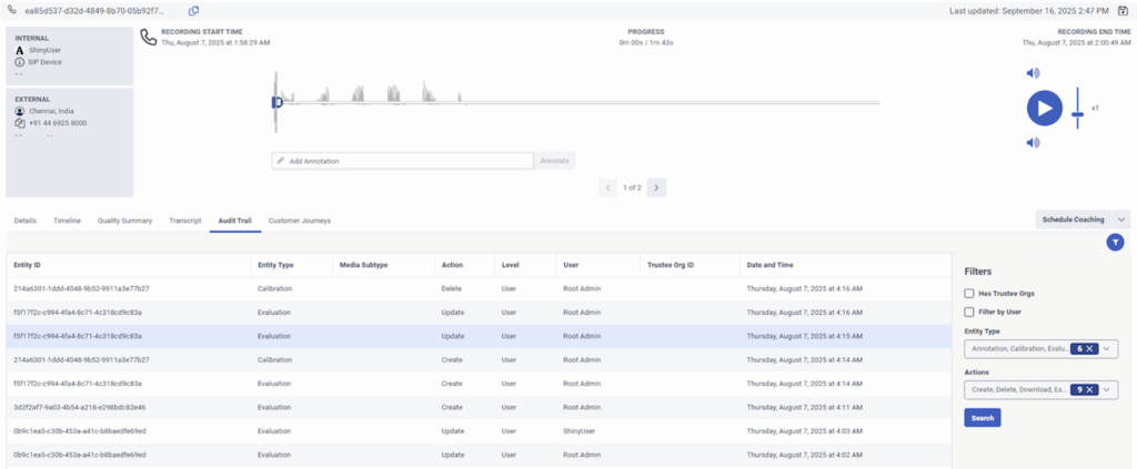 View an interaction's audit trail 1
