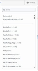 Lista las zonas horarias disponibles junto con la diferencia horaria.