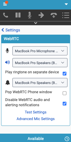 Modifier les paramètres WebRTC dans les clients intégrés