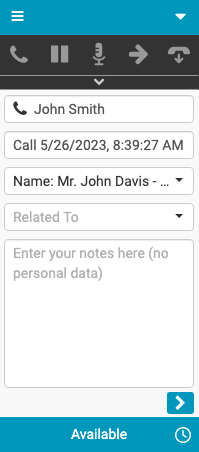 Esta imagen es una captura de pantalla del registro de interacciones en cliente integrado.