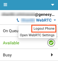 This image is a screenshot of the embedded client with the option to logout from the current phone.