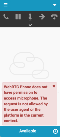 Error message about missing permission to access microphone