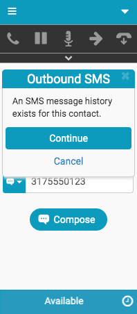 Mensaje que indica que existe un historial de mensajes SMS