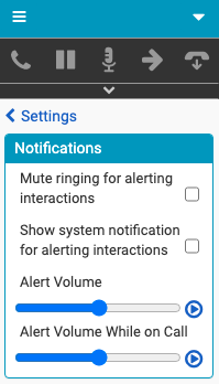 This image is a screenshot of the Notifications settings in the Genesys Cloud embedded client.