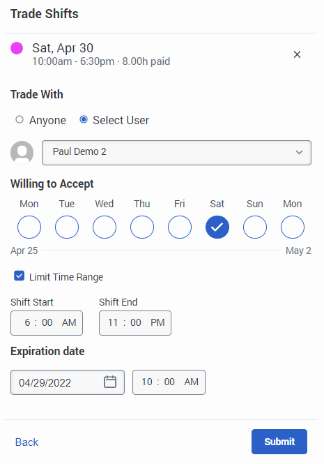 Trade shift with a specific agent