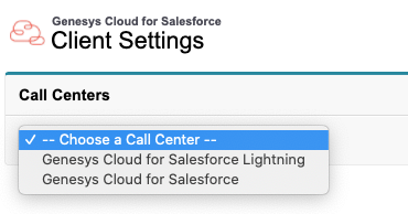 Call Center-Auswahl in Genesys Cloud für Salesforce