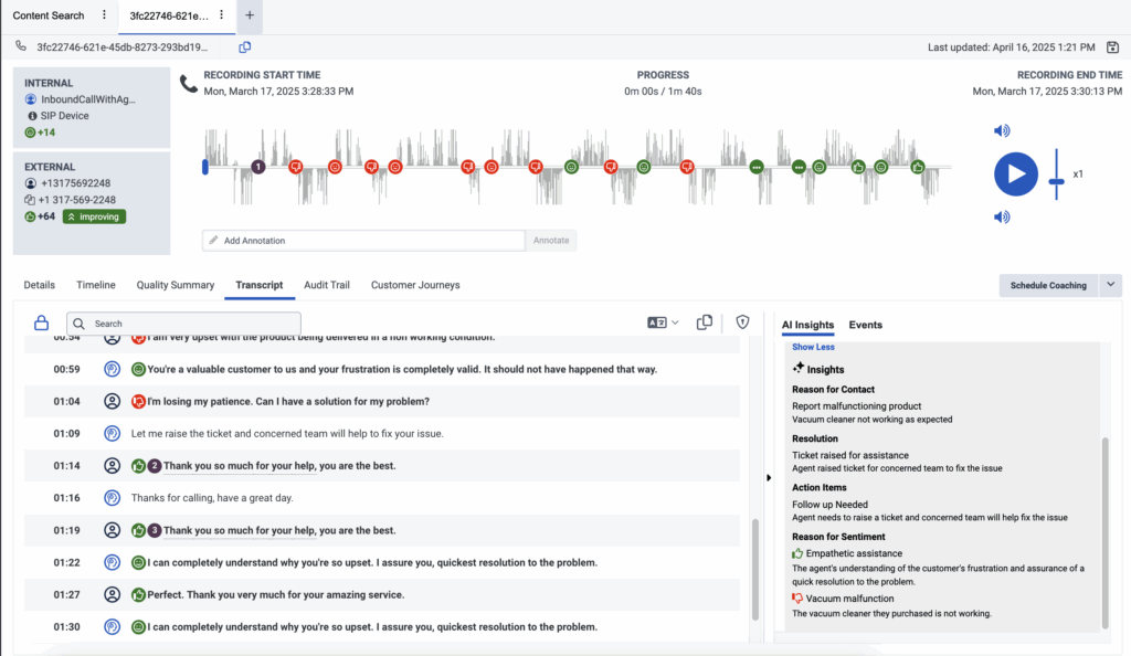Ficha AI insights - motivo del sentimiento