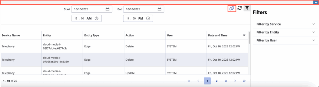 The audits footer with the option to view the full sized audit viewer and the option to to hide the audits footer highlighted