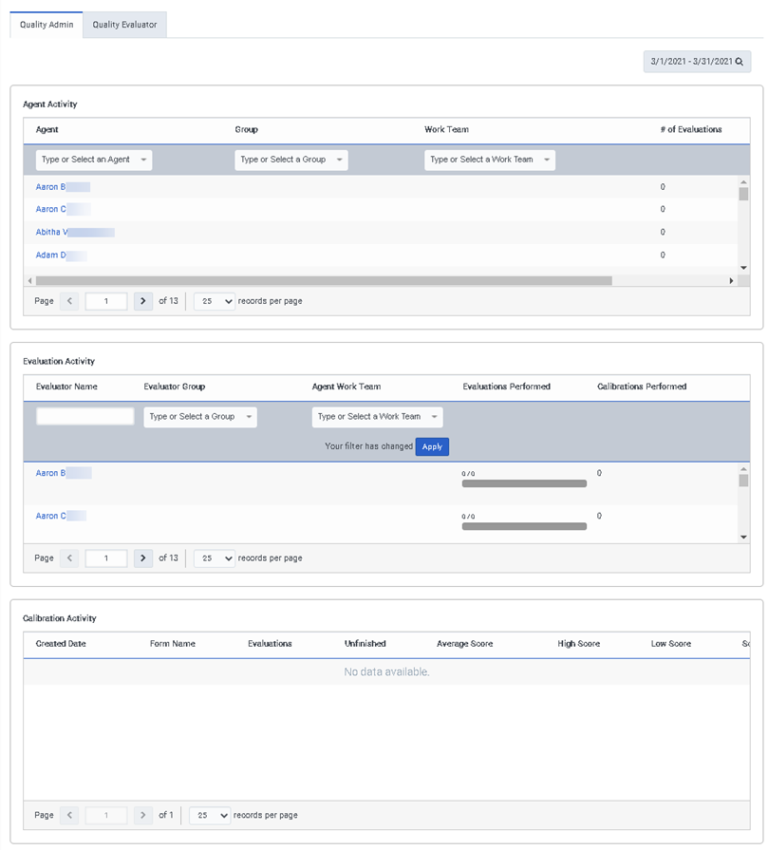 Quality Administrator dashboard Genesys Cloud Resource Center