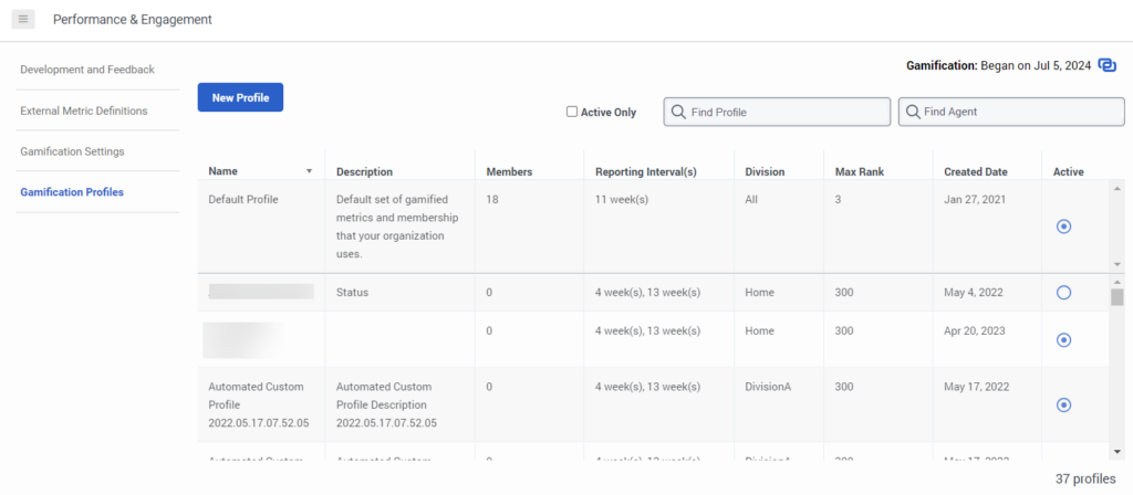 Gamification-Profile im Admin