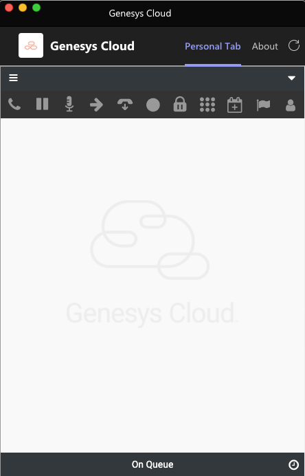 この画像は、MicrosoftTeamsアプリで開くGenesysCloudクライアントを示しています。