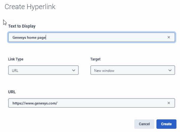 Create knowledge article hyperlink
