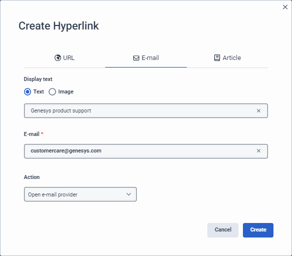 Create an email address as a hyperlink