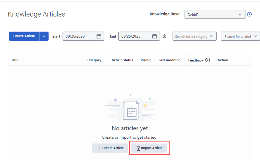 Import article to new knowledge base