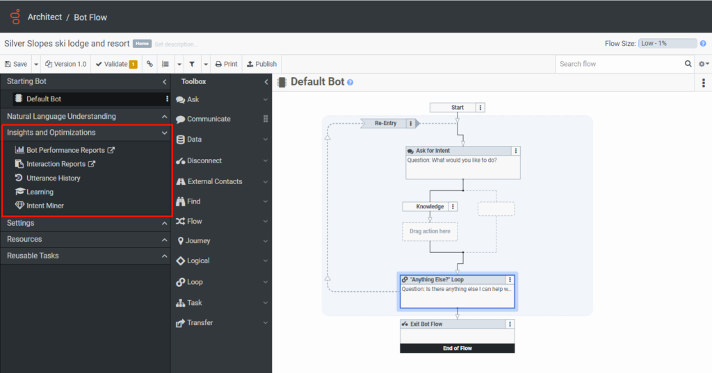 Insights and Optimizations menu
