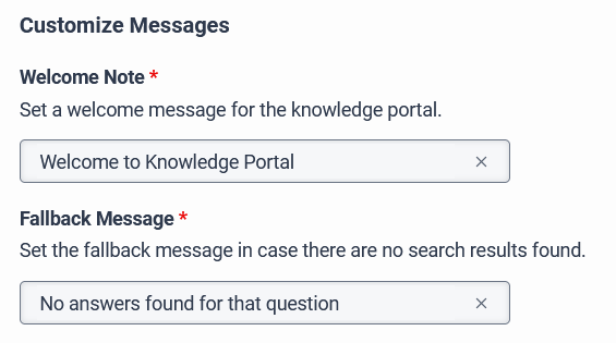 ナレッジポータルにウェルカムメッセージとフォールバックメッセージを設定する