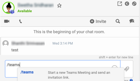 Esta imagen es una captura de pantalla de la reunión de equipos disponible en el chat.