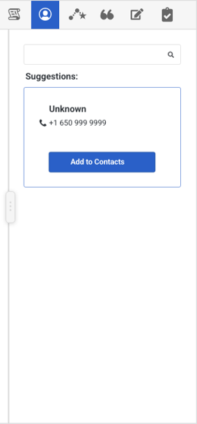 The contact panel that shows an unknown contact