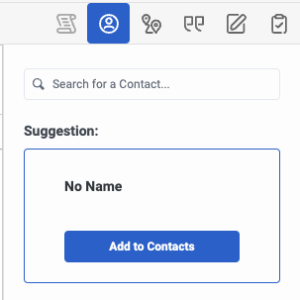 The Profile panel for a web messaging interaction with no name found