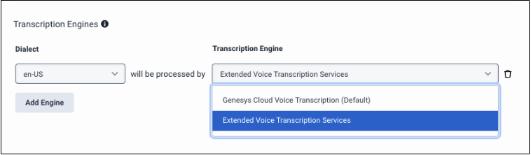 Set the transcription engine