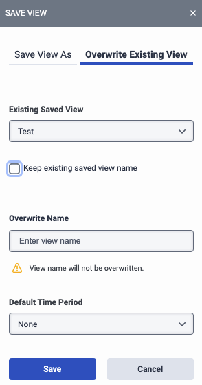 Overwrite Existing View dialog box