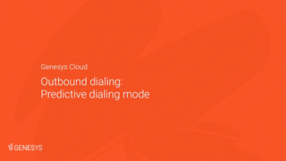 Outbound dialing: Predictive dialing mode