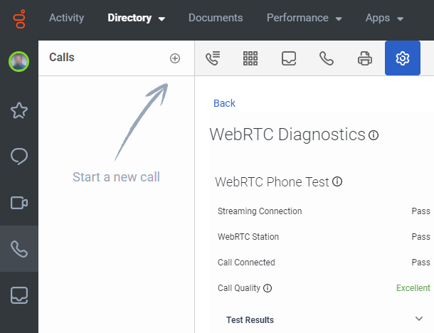 WebRTC phone test