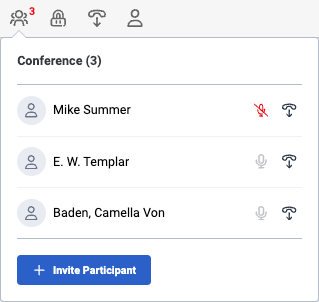 The Conference panel with the + Invite Participant button