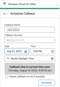 Schedule callback window