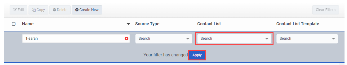 Contact List search