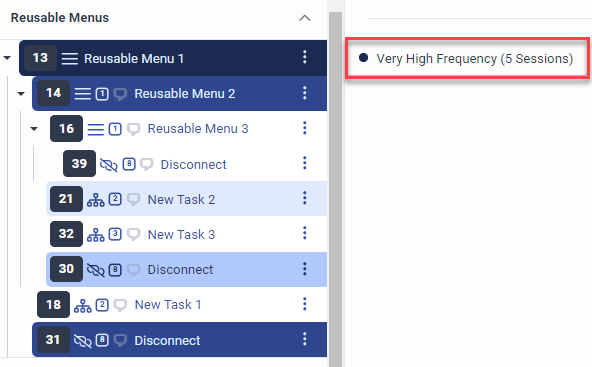 Ejemplo de Flow Insights para la frecuencia de menús reutilizables