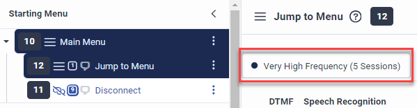 Ejemplo de Flow Insights para iniciar la frecuencia del menú