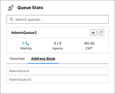 Queue stats with Address Book display