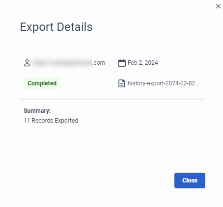 Export Details dialog box