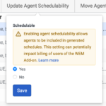 This section displays the options to indicate if the agent is available for scheduling.
