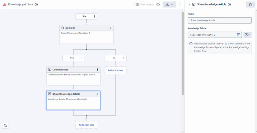 Add a Decision action to the reusable task and configure the Yes path