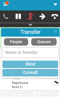 This image is a screenshot of the transfer window in the embedded client.
