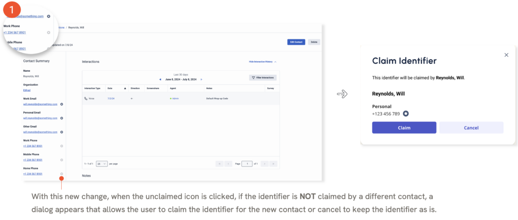 New Assign an unclaimed Identifier: external contacts and organizations